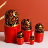 Матрёшка дерево «Рябинка», чёрный платок, набор из 5 штук
