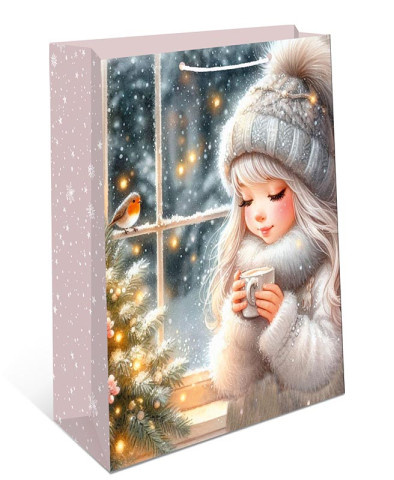 Пакет подарочный новогодний Тёплое мгновение, вырубка, ламинация #нг