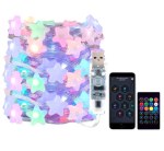 Светодиодная гирлянда нить Звезды перламутр RGB, Buetooth, пульт 50Led на прозрачном проводе F17023