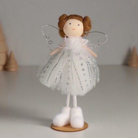 Интерьерная кукла текстильная «Ангелочек в белом платье и в белых валеночках»