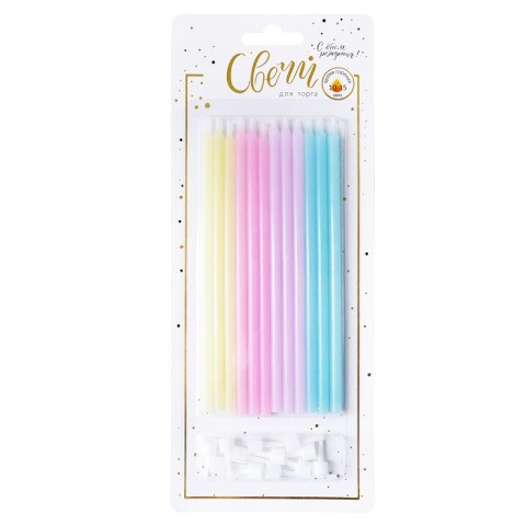 Свечи тортовые классические XL (Ассорти) Макаронс с держателями