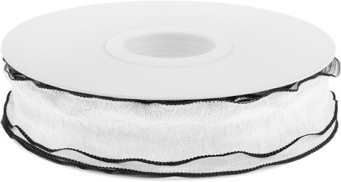 Лента тканевая Элегантная волна, Белый/Черный