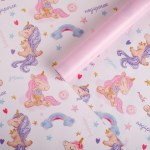 Бумага упаковочная глянцевая двусторонняя «Единорожки»