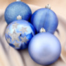Набор новогодних елочных шаров "Камея со звёздами", синий