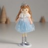Интерьерная кукла текстильная «Принцесса в синем платье с белым воротничком»