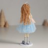 Интерьерная кукла текстильная «Принцесса в синем платье с белым воротничком»
