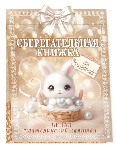 Открытка-конверт для денег, Сберегательная книжка, Вклад Материнский капитал