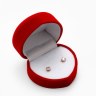 Футляр бархатный под кольцо, серьги «Сердце малое», бордовый