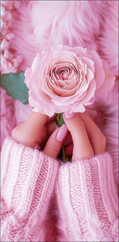 Конверт для денег Роза в руках, блестки