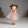 Интерьерная кукла текстильная «Ангелочек в розовом платье с крылышками и сердечком»