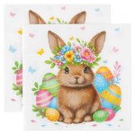 Сервировочные салфетки, Кролик в цветочном венке