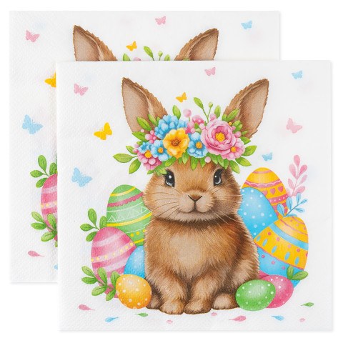 Сервировочные салфетки, Кролик в цветочном венке