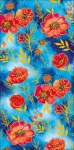 Конверт для денег Цветы, красные маки, синий фон, вырубка, фольга