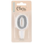 Свеча Цифра, Белый кант, Серебро с блестками