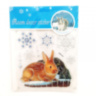 Наклейка на окно Новогодний кролик снежинки  ассорти