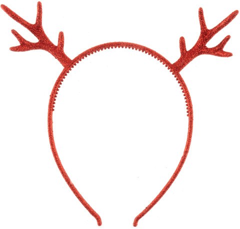 Ободок, Оленьи рожки, Красный, с блестками