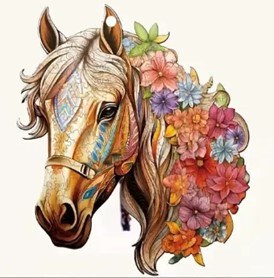 Подвеска Лошадка в цветах, акрил