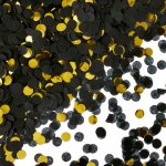 Конфетти Круг, фольга и тишью, Черно-золотой микс, Металлик