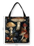 Сумка шоппер текстильная Грибное царство, черный фон