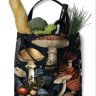 Сумка шоппер текстильная Грибное царство, черный фон