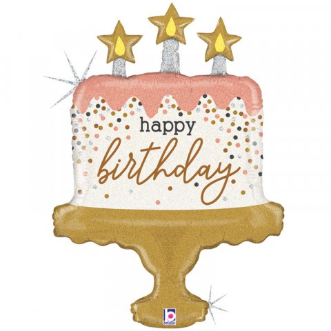 G Фигура Торт со свечами и конфетти. Розовый. СДР / Birthday Cake Confetti