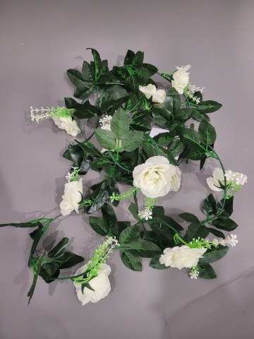 Гирлянда цветочная, Белая с листьями