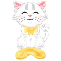 Фигура 3D на подставке Кошка белая