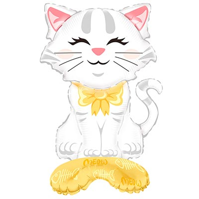 Фигура 3D на подставке Кошка белая