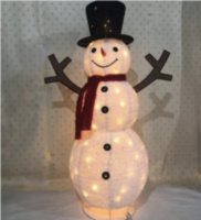 Снеговик в черной шляпе светодиодная фигура из проволоки