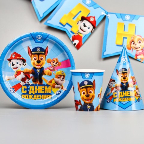 Набор бумажной посуды "С днем рождения!", Щенячий патруль