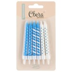 Свечи Голубой микс, точки/полоски