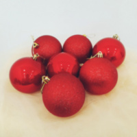 Набор новогодних елочных шаров  2 дизайна, Красный(Блестящий, глянец)