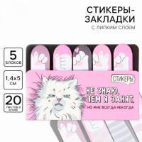 Стикеры закладки 5 шт., по 20 л. «Не знаю чем я занят, но мне всегда некогда»
