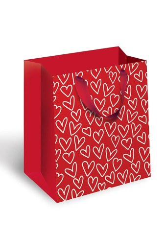 Пакет подарочный премиум Сердца, Вырубка, ламинация, фольга голографическая