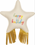 Фигура Звезда С Днем Рождения, Золотой каскад, Кремовый, Сатин / Happy Birthday
