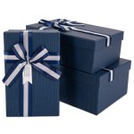 Коробка Элегант, Темно-синий с декором