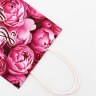 Пакет подарочный крафт "8 марта!", розовые пионы