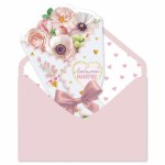 Открытка 3D, с конвертом, Любимой мамочке (букет цветов), Розовый