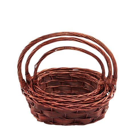 Корзина плетеная с ручкой "Классик", Ива, Коричневая, Овал