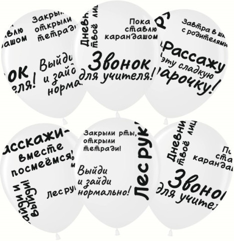 МВВ Шары Школьные цитаты, Белый, пастель, 5 ст