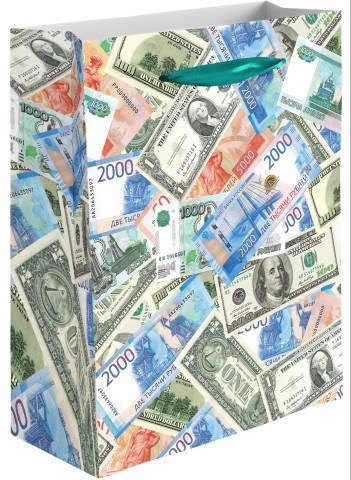 Пакет подарочный, 210гр, Деньги