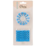 Свечи Шарики, Голубой, с держателями