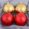 Набор новогодних елочных шаров  "Ажурный блеск", золотисто-красный