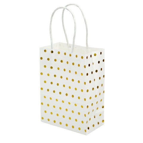 Пакет подарочный "Крафт. Горох", Золотой на белом, с тиснением фольгой
