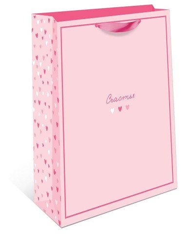 Пакет подарочный премиум Счастья, сердечки, розовый