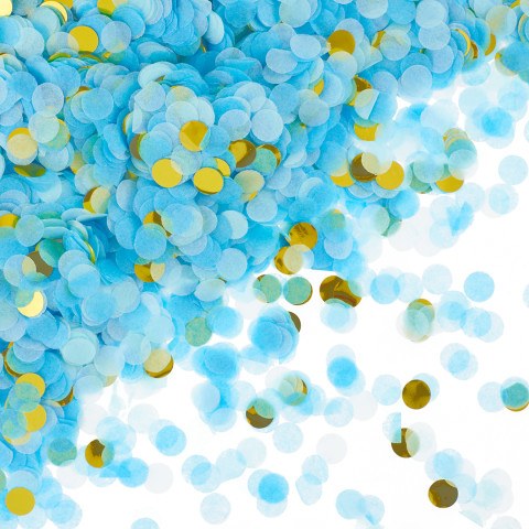 Конфетти Круг, фольга и тишью, Голубой микс, Металлик