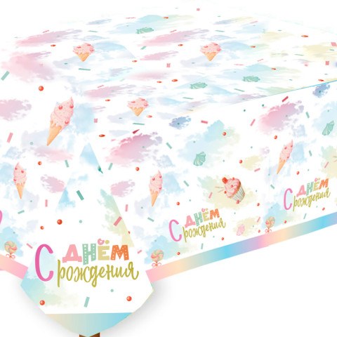 Скатерть "С Днем Рождения" Маршмеллоу