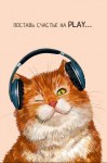 Открытка миди Кот в наушниках "Поставь счастье на Play…", лак выборочный