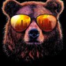 Конверт для денег Всегда брутален, медведь, черный фон, вырубка, выборочный лак