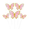 Топперы, Волшебные бабочки, Розовый/Золото